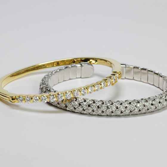 Buy Platinum Three Row Diamond Flexible Bracelet