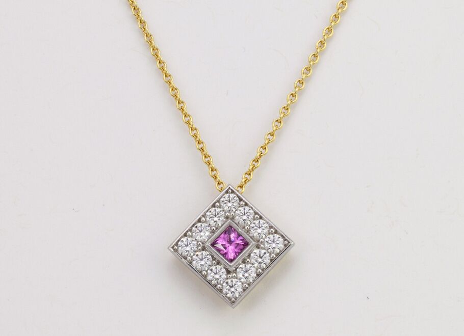 White gold pink hot sale sapphire necklace