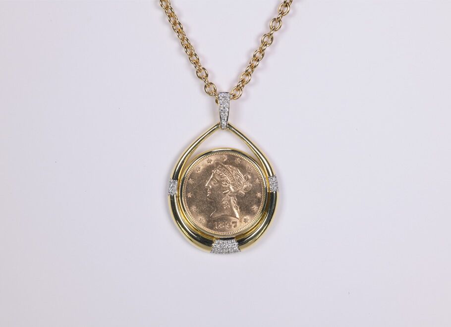 14k Gold $2.50 Liberty Coin Pendant with 14k Gold Box Chain - Flintski  Jewelry