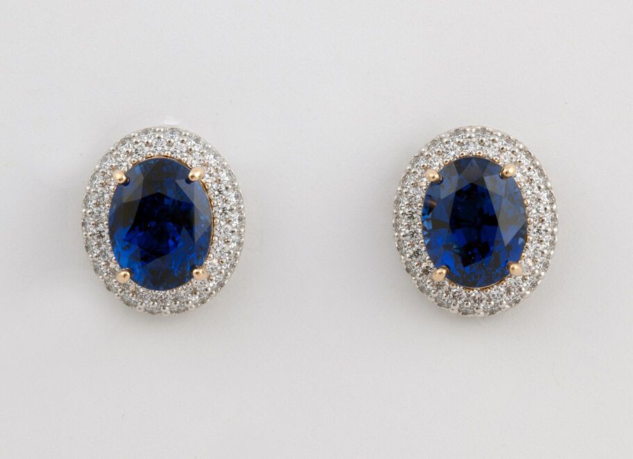 9ct Yellow Gold Sapphire Square Stud Earrings | Jewellerybox.co.uk